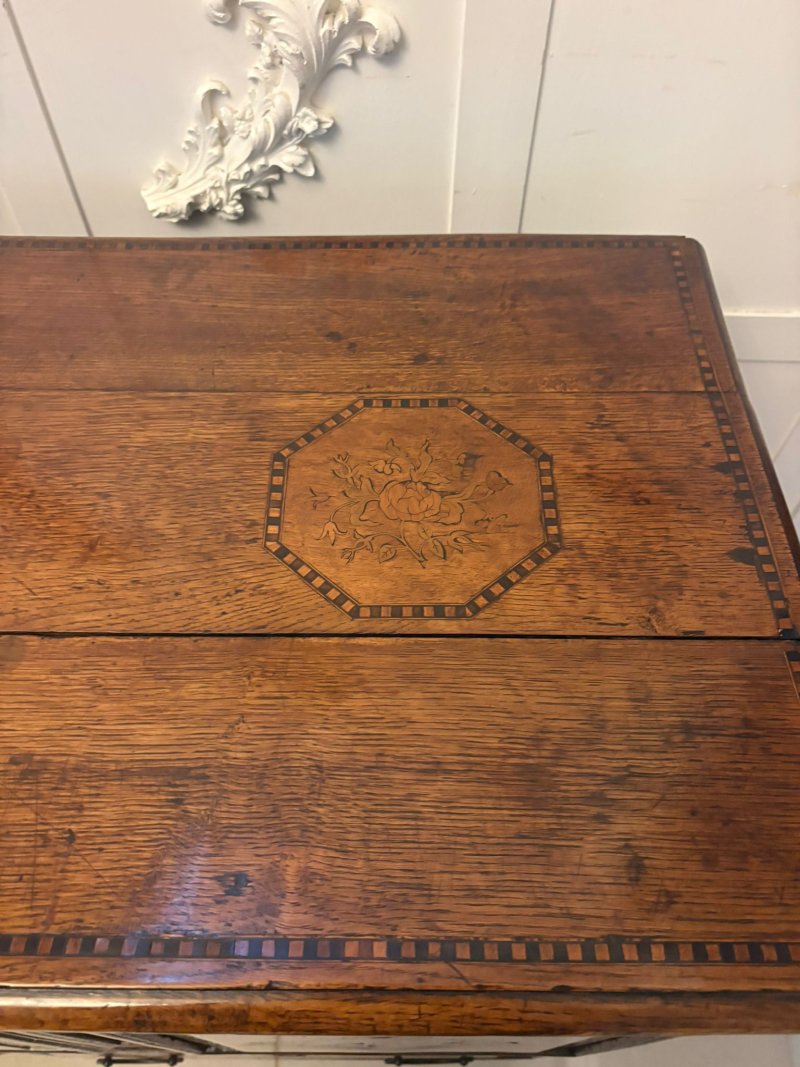 Exceptional Quality 17th Century Antique Oak Mule Chest with Marquetry Inlay